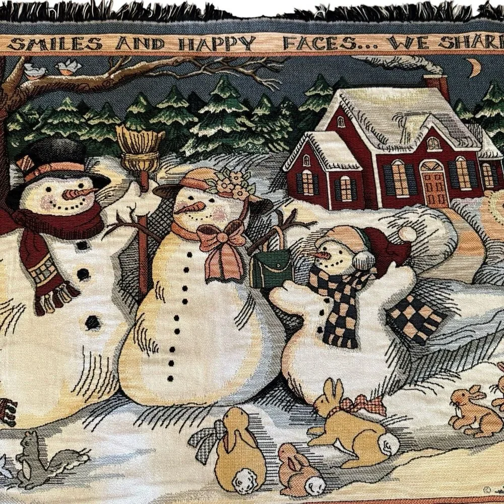 Goodwin Weavers Tapestry Throw 45”X68” Warm Smiles By S. Winget Winter Family‎